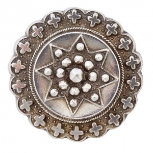 Antique Victorian Sterling Silver Round Star Brooch